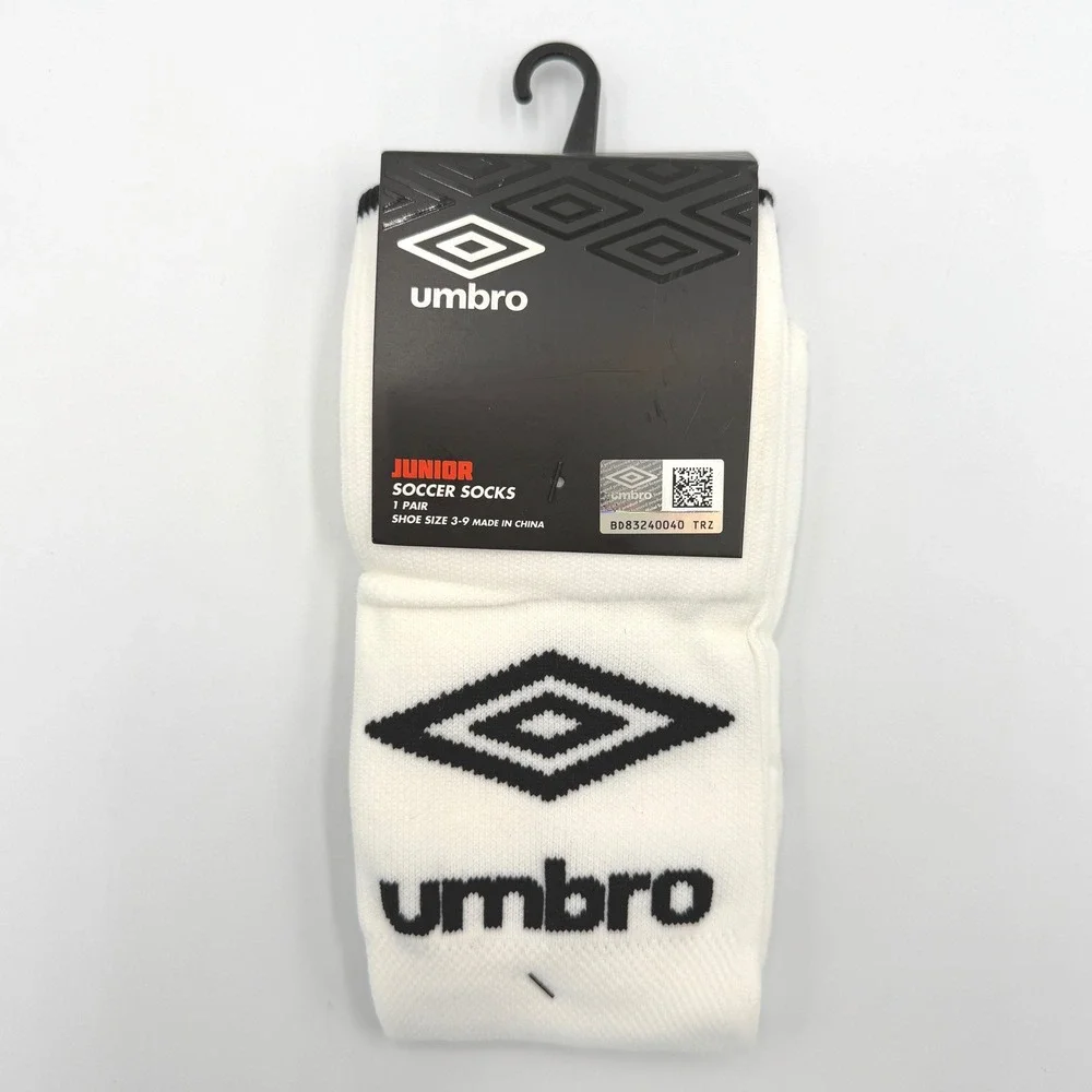 Umbro Soccer Socks Junior Size 3-9 White Lot of 3 Pairs NEW Athletic Youth